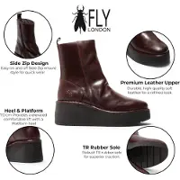 Fly london Damernas vinläder-kilklackade plattformstövlar - HEIJ272