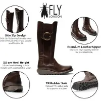 Fly london Women Brown Leather Knee-Long Stövlar - SOIF361