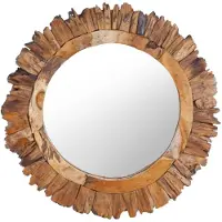 vidaXL Väggspegel rund 60 cm teak