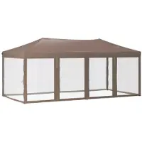 vidaXL Hopfällbart partytält med sidoväggar taupe 3x6 m