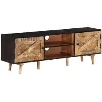 vidaXL Tv-bänk 140x30x46 cm grovt mangoträ massivt återvunnet trä