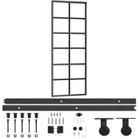 vidaXL Skjutdörr med beslagset ESG glas och aluminium 76x205 cm