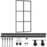 vidaXL Skjutdörr med beslagset ESG glas och aluminium 102x205 cm