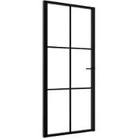 vidaXL Innerdörr ESG-glas och aluminium 93x201,5 cm svart