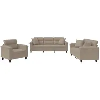 vidaXL Soffgrupp med kuddar 3 delar Taupe mikrofibertyg