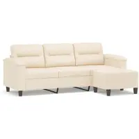 vidaXL 3-sitssoffa beige 180 cm mikrofibertyg