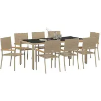 vidaXL Trädgårdsmöbelset 9 pcs Beige konstrotting