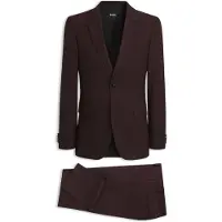 BOSS Slim-fit suit in micro-patterned virgin wool