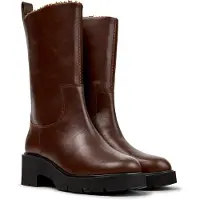 Camper för kvinnor. K400843-002 Höga stövlar i skinn Milah brun (39), Hud, 3 till 5 cm, Ingen, Casual