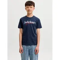 Jack & Jones Junior T-shirt 'JJTom' marinblå / mörkröd / vit