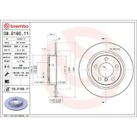 Brembo Bromsskiva 08D18011 bak, full, höggradigt förkolnad, 1 Stycke