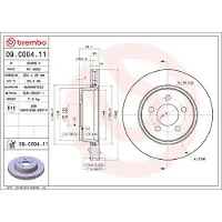Brembo Bromsskiva 09C00411 fram, ventilerad, 1 Stycke