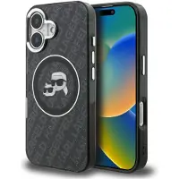 Karl Lagerfeld IML-glitterfodral Karl & Choupette-logotyp MagSafe för iPhone 16 – Svart
