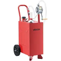 Vevor 56,8L bränsletank, kolstål, bärbar bränsleöverföringstank med manuell pump och rullande hjul, bensin- och dieselbehållare, för bilar, gräsklippare, fyrhjulingar, båtar, motorcyklar, röd