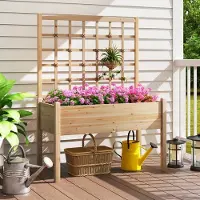 24hShop Upphöjd odlingslåda med spaljé – planteringslåda / odlingsbädd 113x51x23cm