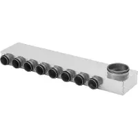 Lindab InDomo fördelningsbox MRU 160 (höger) med 10+0 uttag ø63 mm med LindabSafe-tätning för anslutning till rör SR63 eller slang LFPE.