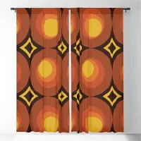 Yiran Furniture Orange Mid-Century Modern Cirkel Mörkläggningsgardiner 3D-tryck Fönstergardiner för Sovrum Vardagsrumsinredning Fönsterbeklädnader 100W160H(CM)40x63in&Grommet Top
