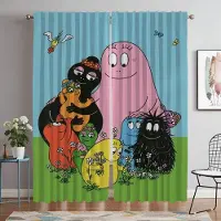 Yiran Furniture Myggnät för Kamera Les Barbapapa Heminredningsgardiner 2 Delar Vardagsrumsgardin Avdelare Tyg för Sovrum W60xH90cmx2pcs-CL