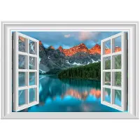 GIEKIKI 3D falska fönster landskapsmålning affischer och utskrifter Modern väggkonst Canvas målning Bild för vardagsrum dekor väggmålning ramlös 50x75cm