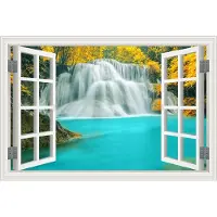 GIEKIKI 3D falska fönster landskapsmålning affischer och utskrifter Modern väggkonst Canvas målning Bild för vardagsrum dekor väggmålning ramlös 40x60cm