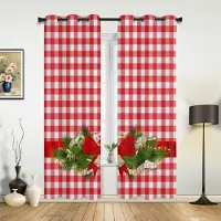 Yiran Furniture Marinblå Rutig Idyllisk Stil Rutiga Gardiner för Sovrum Vardagsrum Draperier Kök Barnrum Fönstergardin Heminredning 135W x 115H(cm) x1