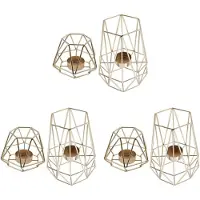 Semoic Set of 6 Gold Geometric Metal Tealight Candle Holders for Living Room & Bathroom Decorations