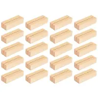Semoic 20 Pieces Wood Place Card Holders, Wooden Table Number Holder Memo Stand Clamps Stand Card Desktop Message Crafts for Wedding Dinner Party Decoration