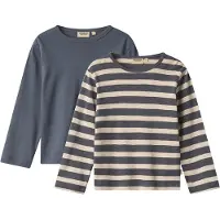 Wheat Tröja - 2-pack - Milo - Greyblue Strimla - - 3 år (98) - Tröja