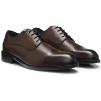 BOSS Derby shoes in grained leather with cap toe