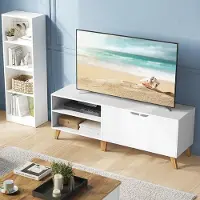 Vasagle TV-bänk 140 cm med förvaring för TV upp till 65 tum - Vit