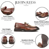 Justin Reess herrarnas beige läder-herringbone tweed loaferskor - Tristian