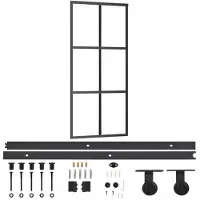 vidaXL Skjutdörr med beslagset ESG glas och aluminium 90x205 cm