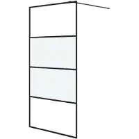 vidaXL Duschvägg svart 100x195 cm halvfrostat ESG-glas