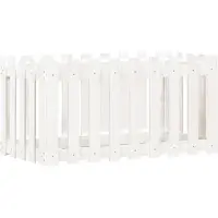 vidaXL Odlingslåda med staket-design vit 100x50x50 cm massiv furu