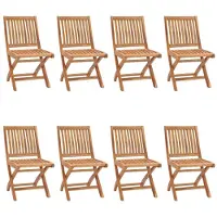vidaXL Hopfällbara trädgårdsstolar 8 st massiv teak
