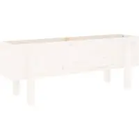 vidaXL Odlingslåda på ben 101x30x38 cm vit massiv furu