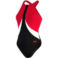 Speedo Baddräkt i ett stycke med färgblock för dam och dam (Svart/röd)