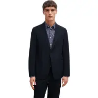 BOSS Blazer för män, enfärgad, med bröstficka, normal passform (Mörkblå)