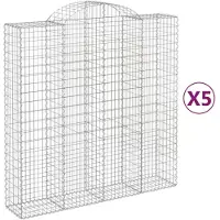 vidaXL Gabioner bågformade 5 st 200x50x200/220 cm galvaniserat järn