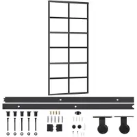 vidaXL Skjutdörr med beslagset ESG glas och aluminium 90x205 cm