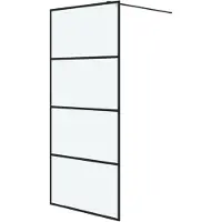 vidaXL Duschvägg svart 90x195 cm halvfrostat ESG-glas