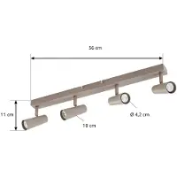 LINDBY takspotlight Iluna, 4 lampor, kaffebrun, GU10 Iluna , dimbar, Brun / rost, Vardagsrum / matsal, Metall, Modern, Spotlight