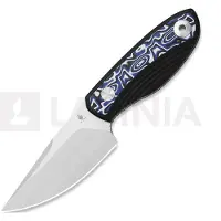 Kizer Cutlery Finch 1134A3, Satin Stonewashed AEB-L, Black G10/Vortex Pattern Micarta fixed knife, Vincent Rizzo design