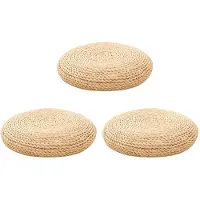Typecat 3X Rund Naturlig Puff Handgjord Vävkudde Fyll Silk Floss Kudden Mjuk Yogastol Sittmatta Tatami Fönsterkudde(B)