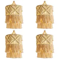 Typecat 4X Handgjord Väggtapet Lampskärm Bohemia Macrame Boho Dekor Hantverk Tofs Gobeläng Bakgrund Sänggavel Vägghängande