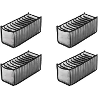Typecat 4X Underkläder BH Strumpor Organizer Förvaring, Tvättbar Hopfällbar Låda Kläder Organizer (Svart-11 Grids)