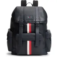 Tommy Hilfiger Leather Global Stripe Buckle Flap Backpack