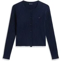 Tommy Hilfiger Tommy Jeans Cable Knit Scalloped Trim Slim Cardigan
