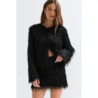 Gina Tricot  - Fringe jacket - kavajer - Svart - L - Dam