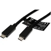 Roline USB-C Kabel USB 3.2 Gen2 USB-C-kontakt 0.5 m Svart 4K UHD, Tillämplig kontakt på båda sidor, guldpläterad kontakt 11.02.9056